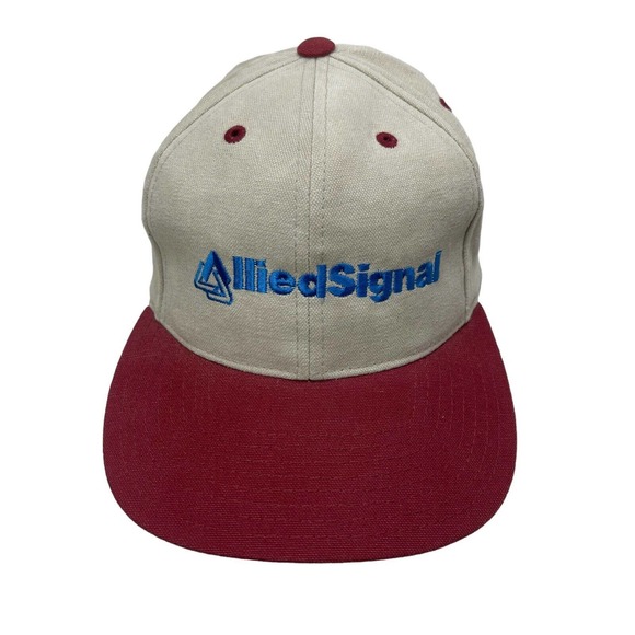 Allied Signal Hat Cap Headmaster Brown Red Adjustable Strapback Embroidered VTG - Picture 1 of 12